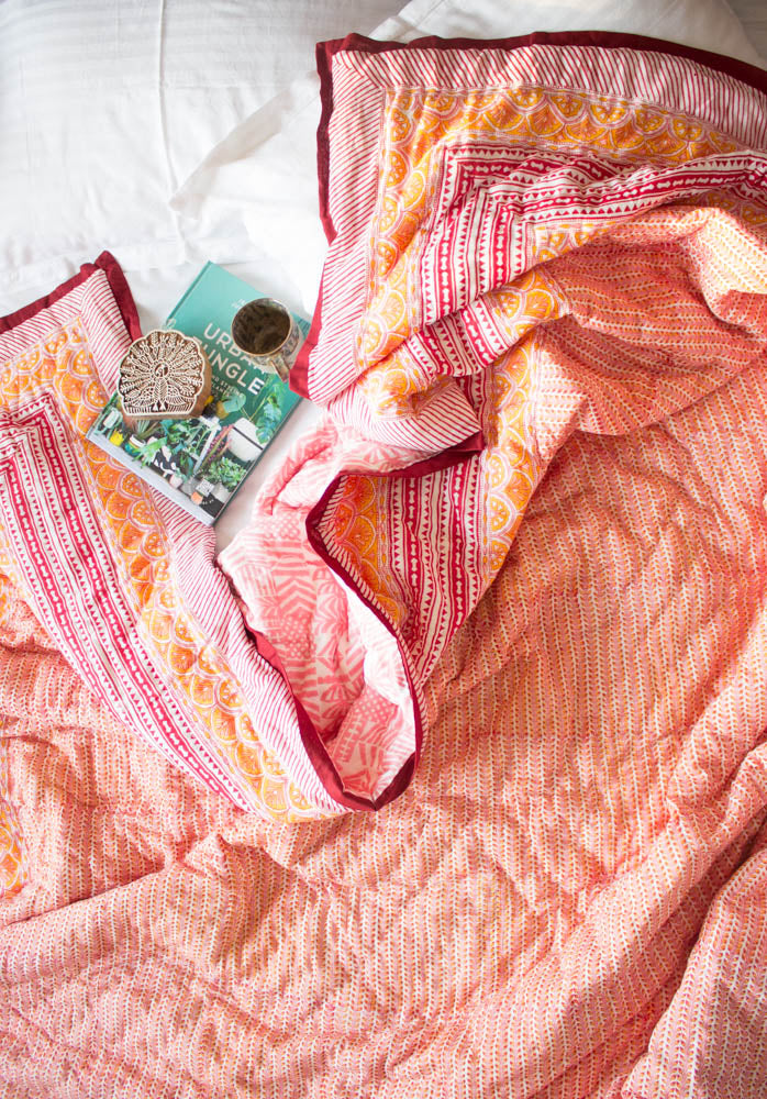 Block print quilt - October quilt