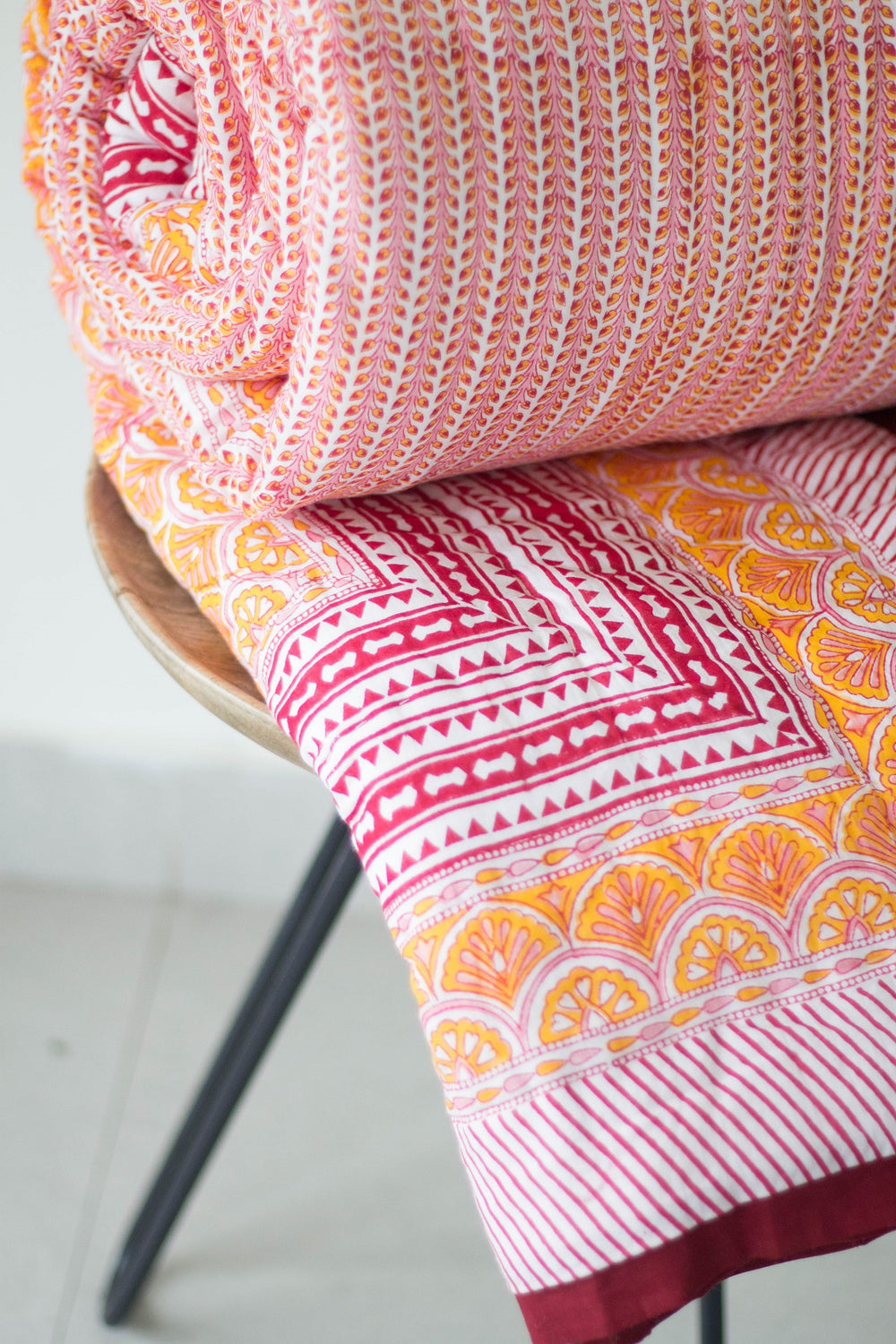 October quilt - Red, orange and pink Summer blanket