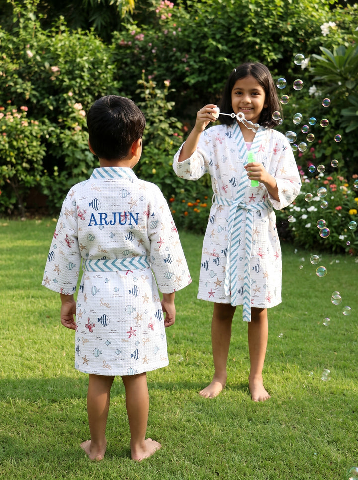 Personalized Kids Waffle Robe - Sammy the Starfish Robe