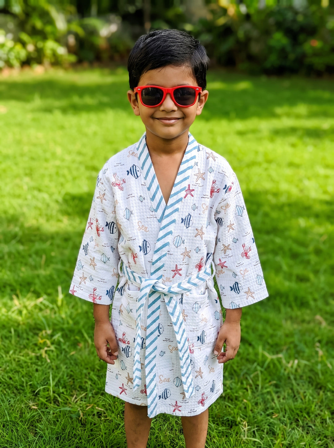 Personalized Kids Waffle Robe - Sammy the Starfish Robe
