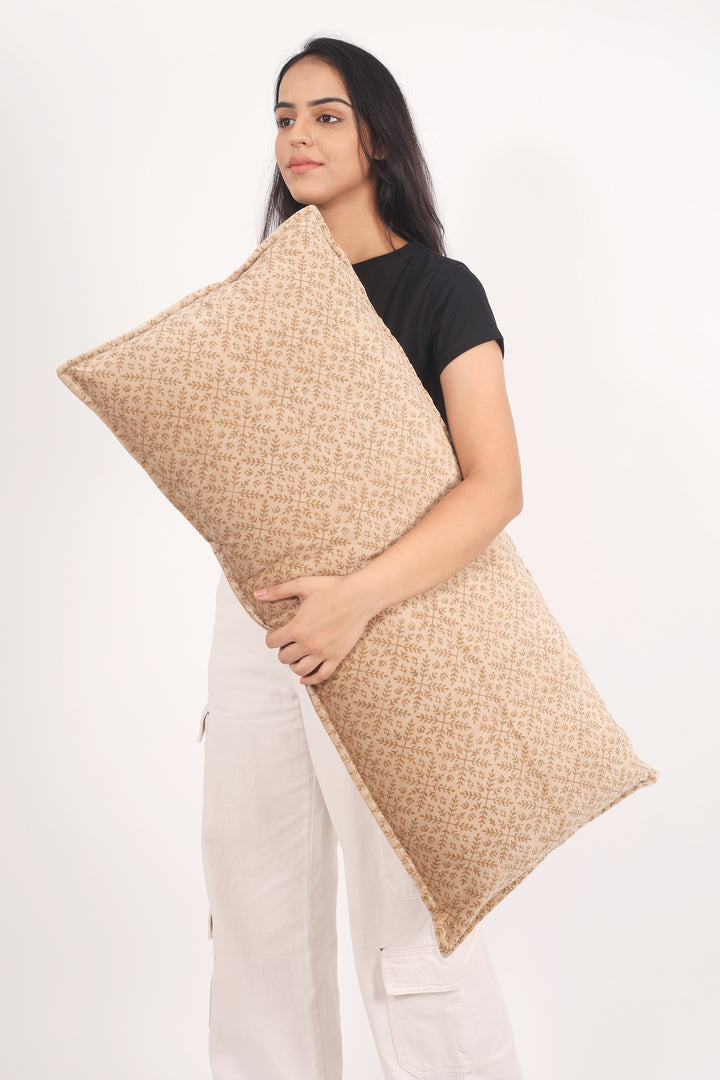 Extra Long lumbar block print velvet pillows - Cashmere Dream - 16 x 36 inches