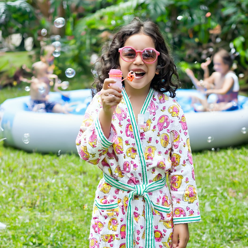 Personalized Bath robes for kids and toddlers - Sweet Safari waffle robe