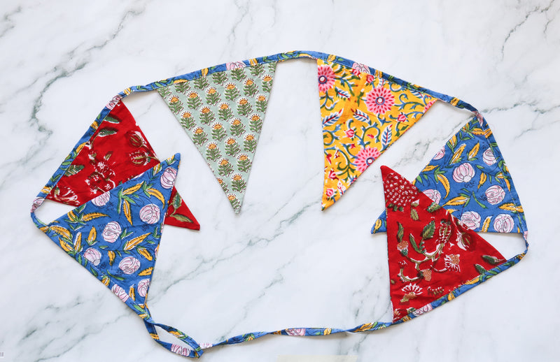 Colourful Fabric bunting - Garden decor - Toran - 80 inches - Ayaan