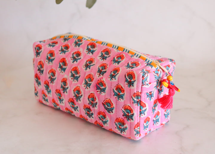 Personalized Medium Makeup bags - Customized Medium Block print cosmetic bag