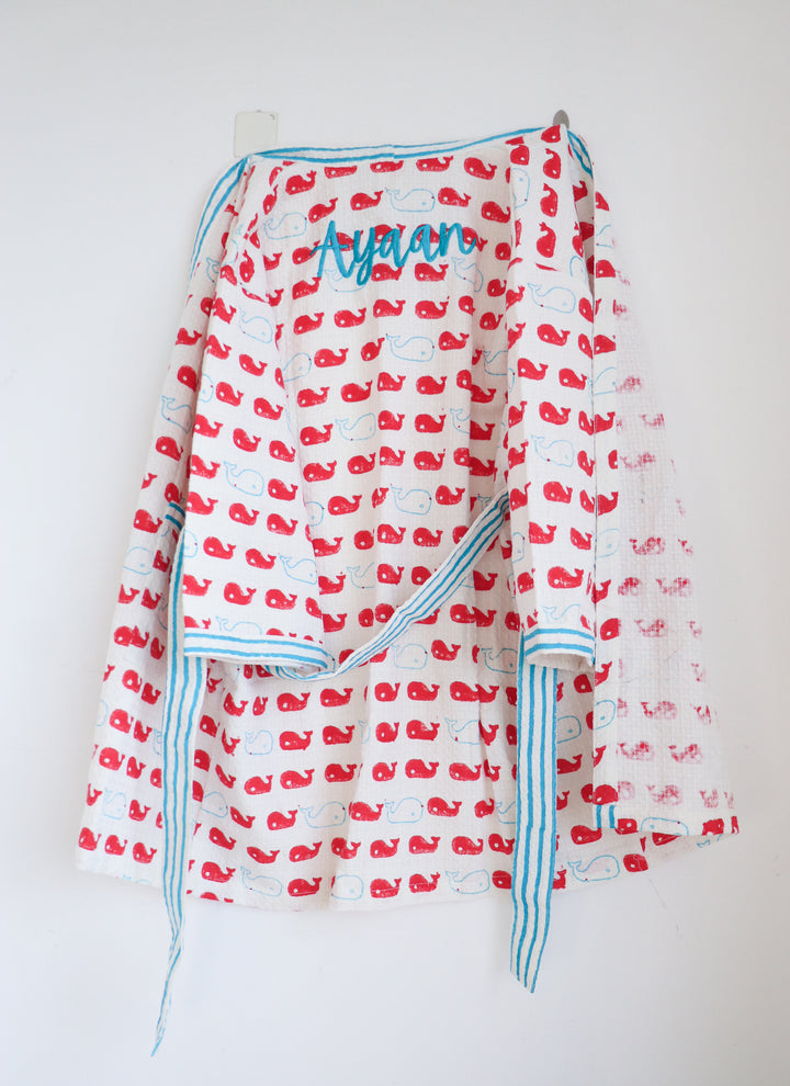 Personalized Bath robes for kids and toddlers - Whale of a Time Waffle Kids Robe