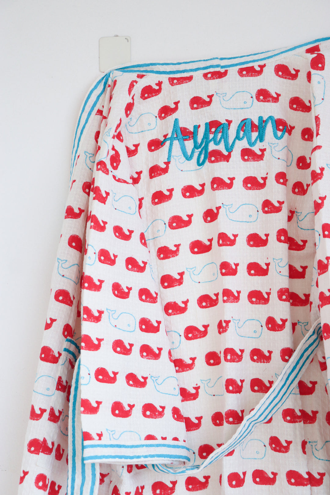 Personalized Bath robes for kids and toddlers - Whale of a Time Waffle Kids Robe