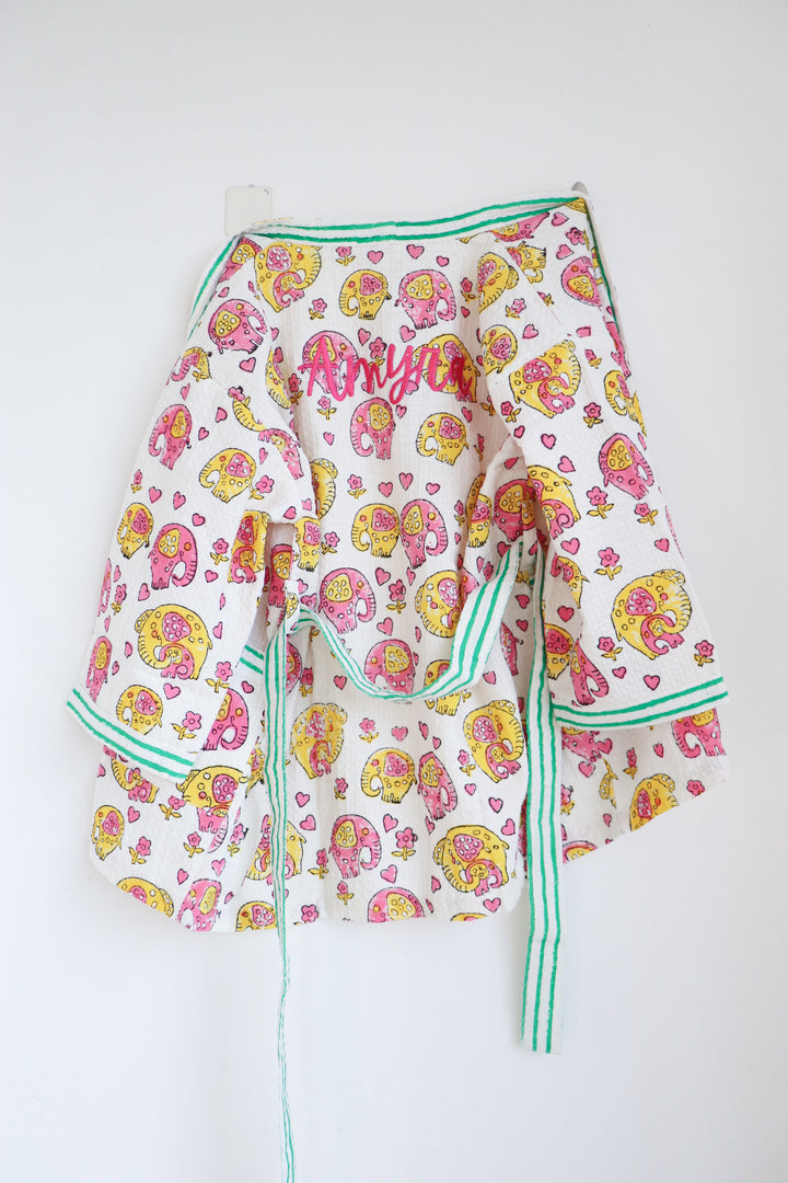 Personalized Bath robes for kids and toddlers - Sweet Safari waffle robe