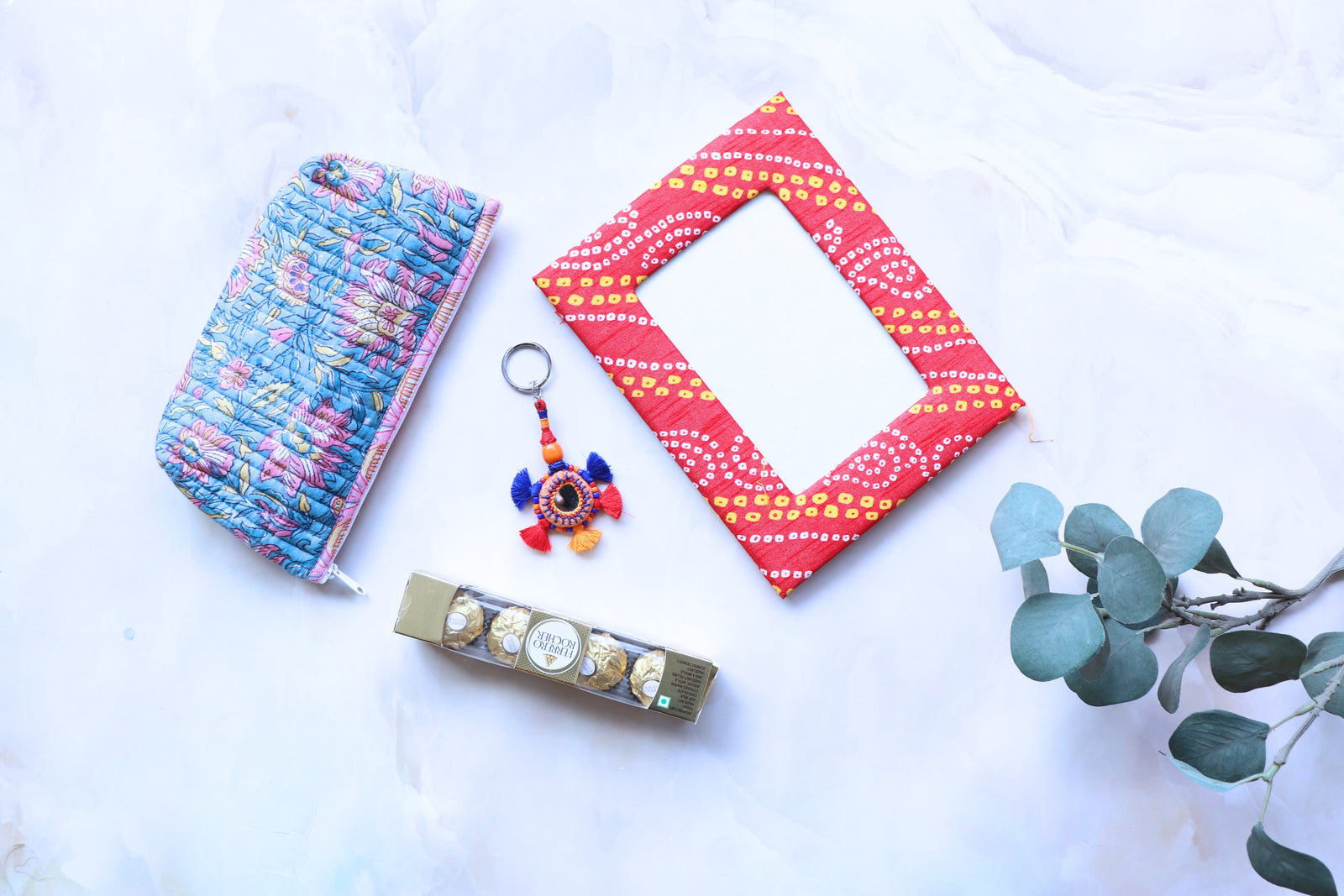 The Sweet Spot gift bag with handmade block print accessories by Kari by Kriti
