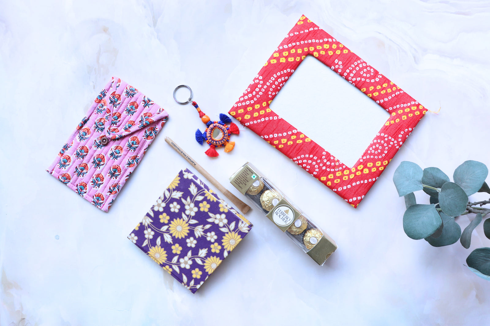 The Lazy Sunday self-care gift set with handmade block print products by Kari by Kriti

