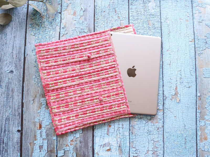 Block print iPad sleeves - Tablet sleeve cover - Pink Trellis