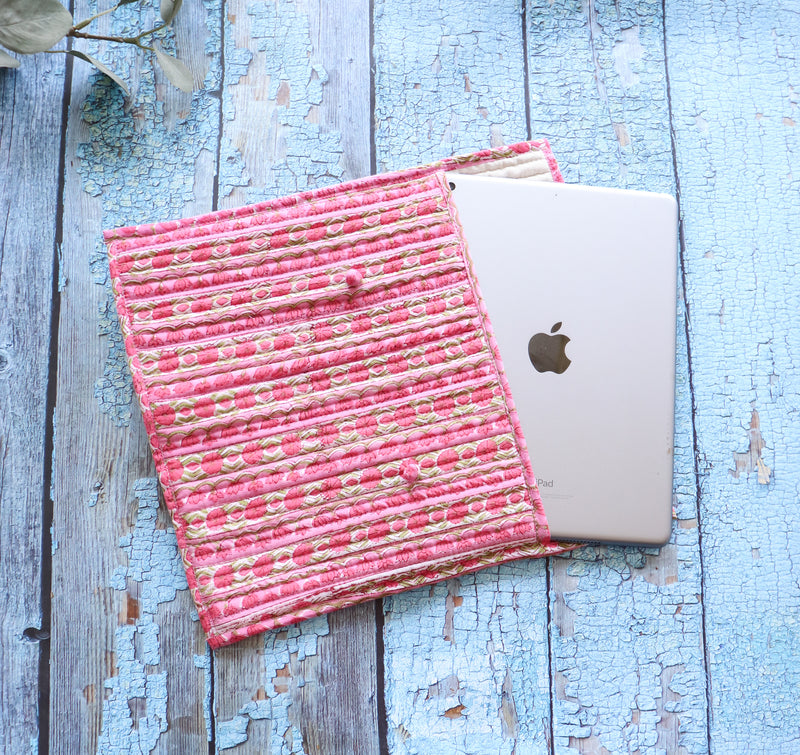 Block print iPad sleeves - Tablet sleeve cover - Pink Trellis
