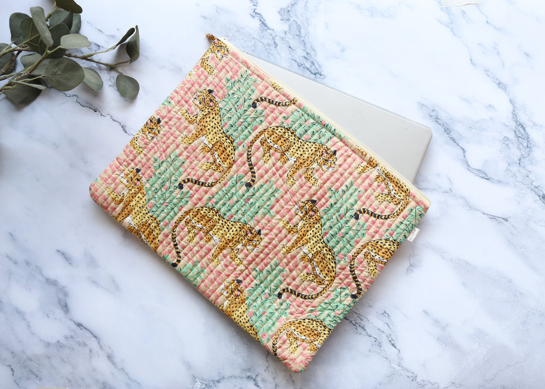 Pink Cheetah Safari print Laptop sleeves - Laptop cover - 13 inch, 14 inch & 15 inch