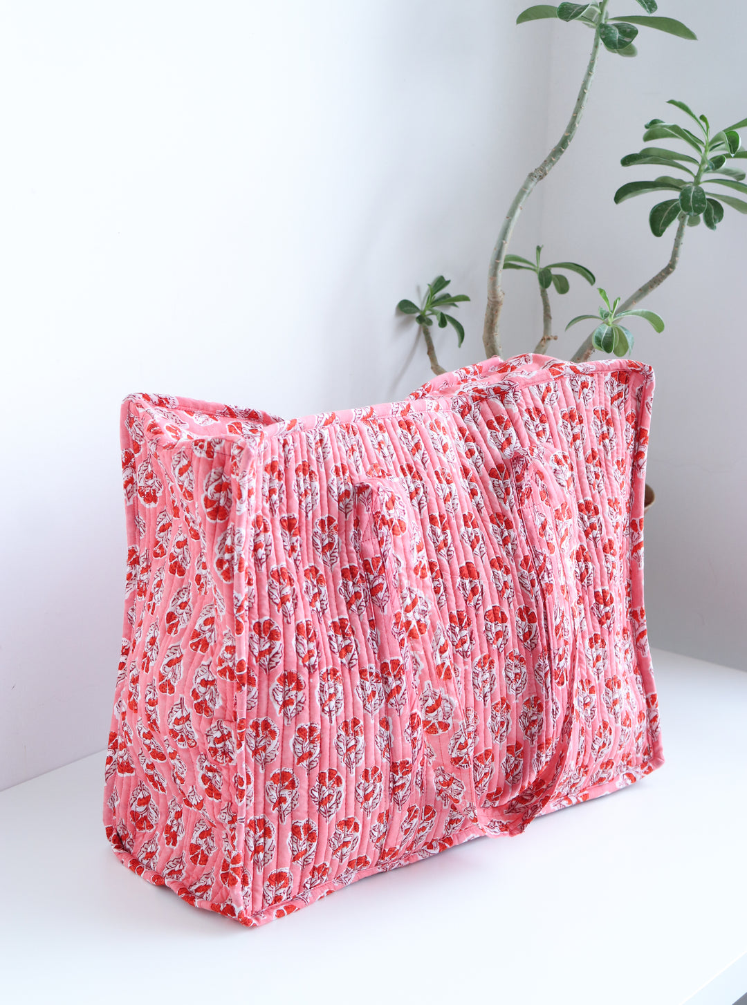 XL tote bag - Boho quilted women's bags - Large beach bag - Peach booti