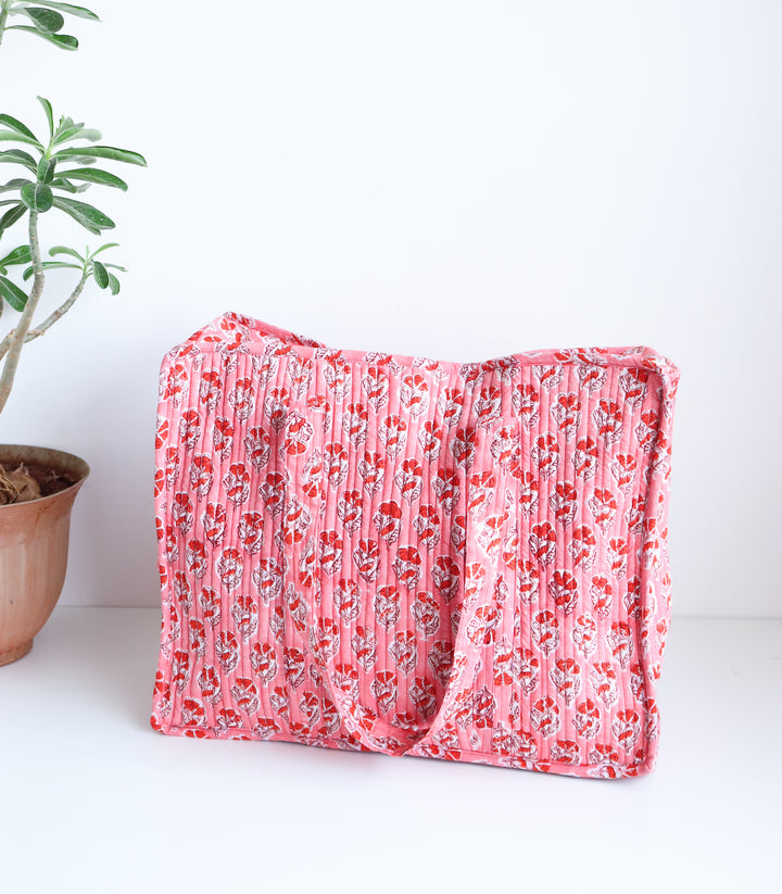 XL tote bag - Boho quilted women's bags - Large beach bag - Peach booti