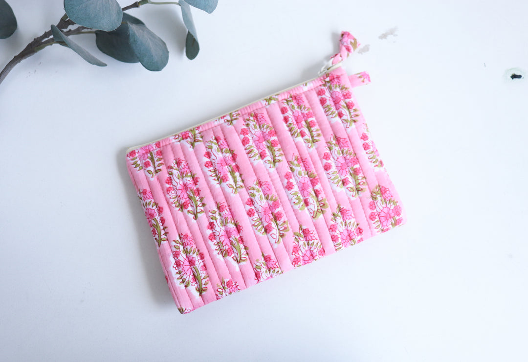 Kindle Paperwhite sleeve - Pink floral Block Print - 6 x 8.5 inches