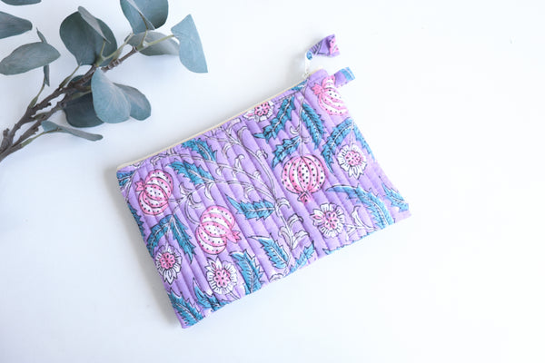 Kindle Paperwhite sleeve - Purple floral block Print - 6 x 8.5 inches