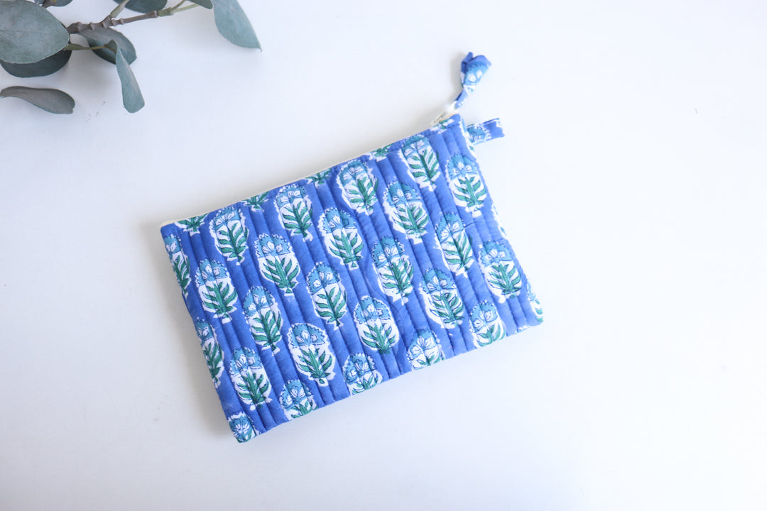 Kindle Paperwhite sleeve - Blue booti floral block Print - 6 x 8.5 inches
