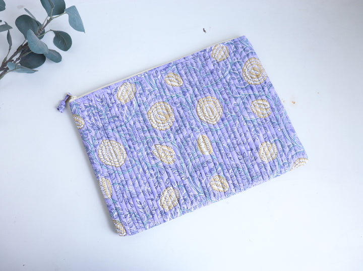 Block Print Laptop Sleeve - Light Purple Floral - 13, 14 &amp; 15 Inch