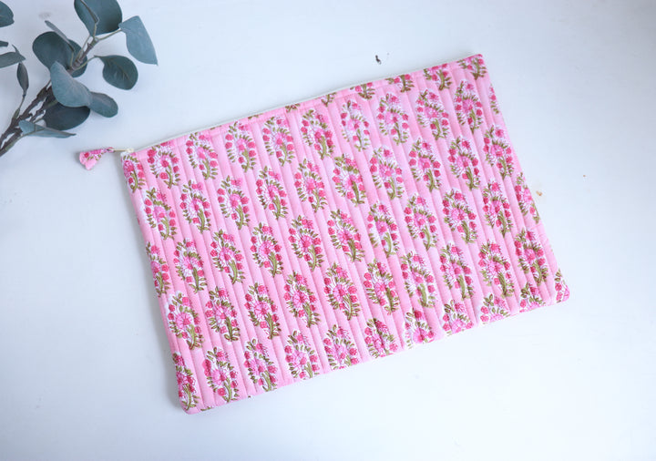 Block Print Laptop Sleeve - Light Pink Booti - 13, 14 &amp; 15 Inch