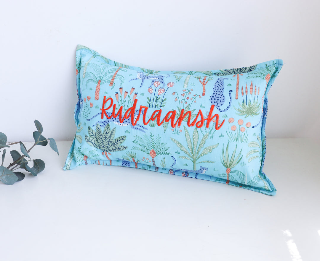 Personalized Kids Name Pillow Cover - Jungle Safari - 12x20 Inches