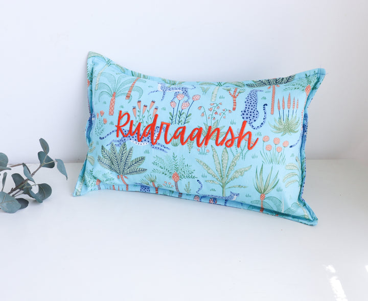 Personalized Kids Name Pillow Cover - Jungle Safari - 12x20 Inches