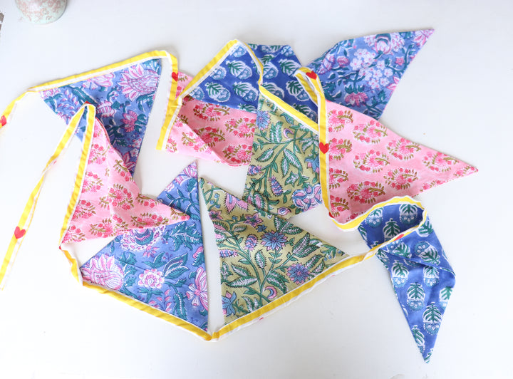 Colourful Fabric Bunting - Garden Decor Toran - 100 Inches - Aaria