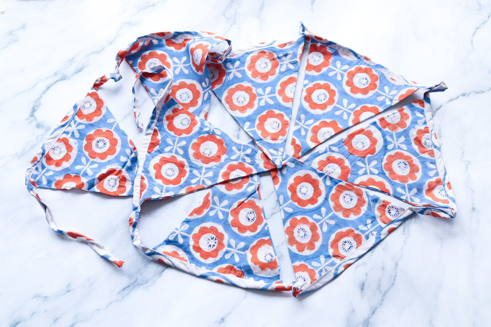Block Print Fabric Bunting - Garden Decor Toran - 100 Inches - Rashi - Decor by Kari by Kriti