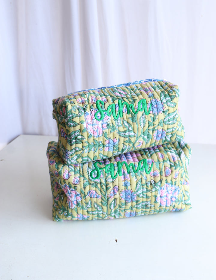Set of 5 Personalised Tote &amp; Pouch Gift Set - Green Floral
