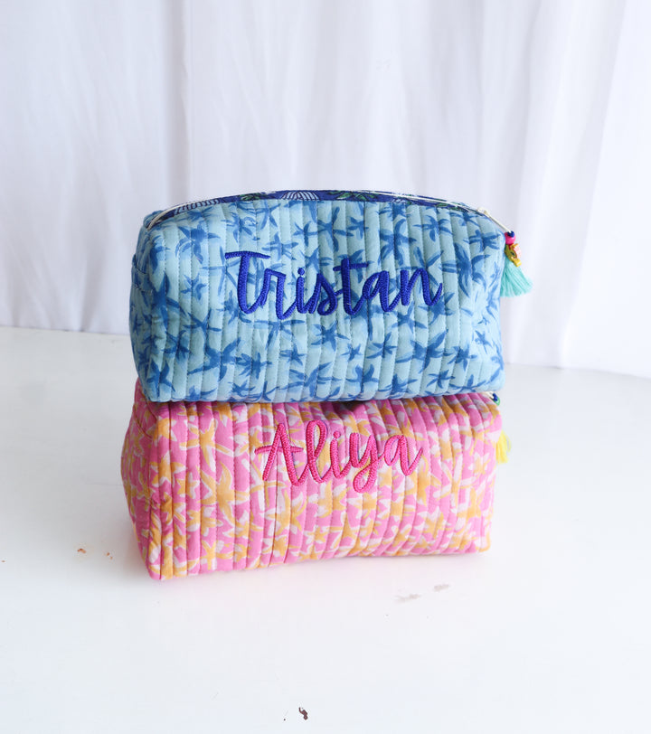 Personalized Medium Quilted Pouches – Siblings Gift Set (Set of 2) - Custom name
