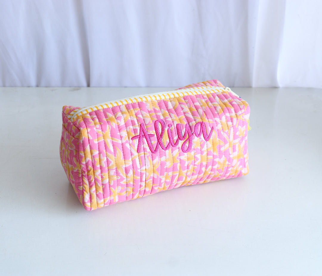 Personalized Medium Quilted Pouches – Siblings Gift Set (Set of 2) - Custom name