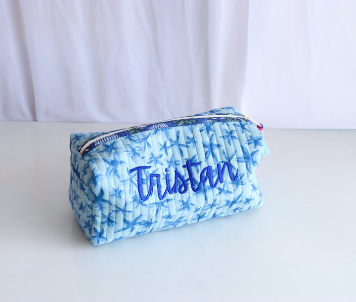 Personalized Medium Quilted Pouches – Siblings Gift Set (Set of 2) - Custom name