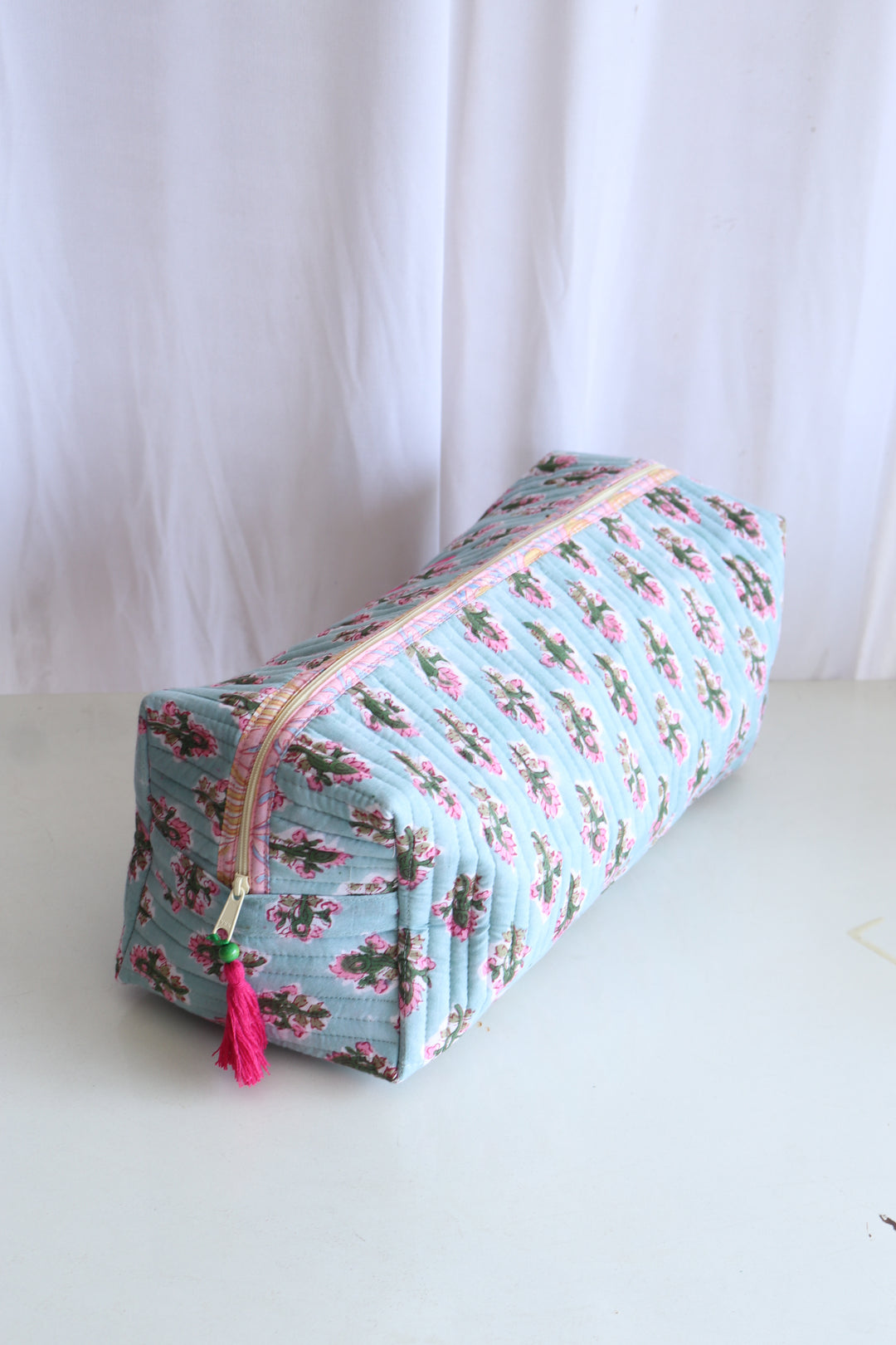 Personalized Dyson Airwrap Organizer Bag - Block print light blue