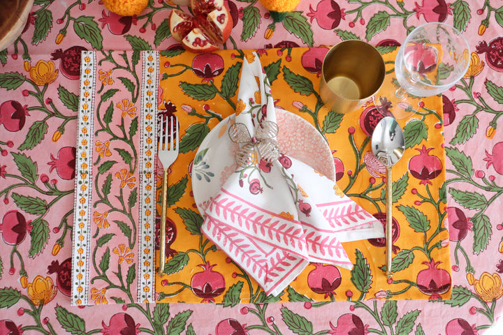 Anar Bahaar placemats - Block print placemats - Table mats set - 13x19 inches