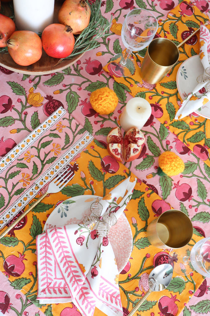 Anar Bahaar placemats - Block print placemats - Table mats set - 13x19 inches