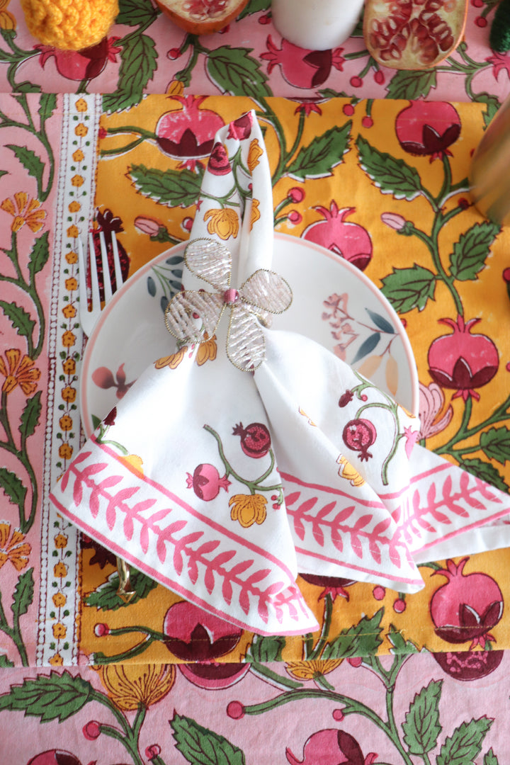 Anar Bahaar Block print napkins - Light weight dinner napkins set