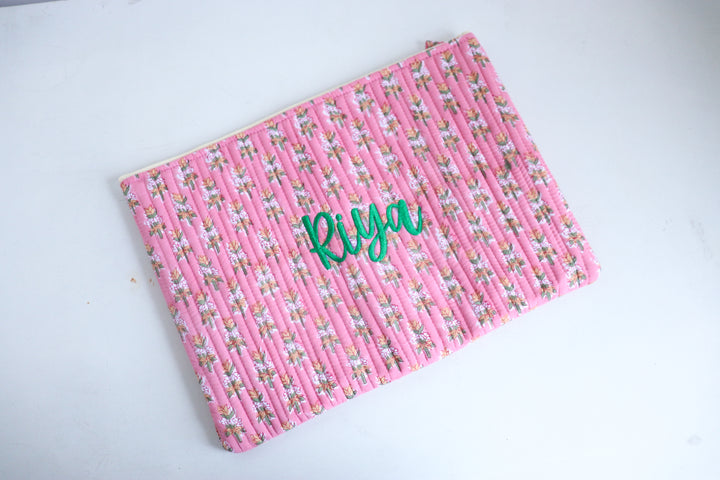 Personalized Block Print Laptop Sleeve - 13, 14 &amp; 15 inch - Light Pink