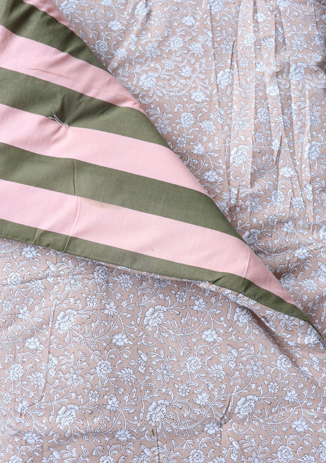 Reversible Block Print Floor Mattress - Sand &amp; Stripes - 3x6 Feet