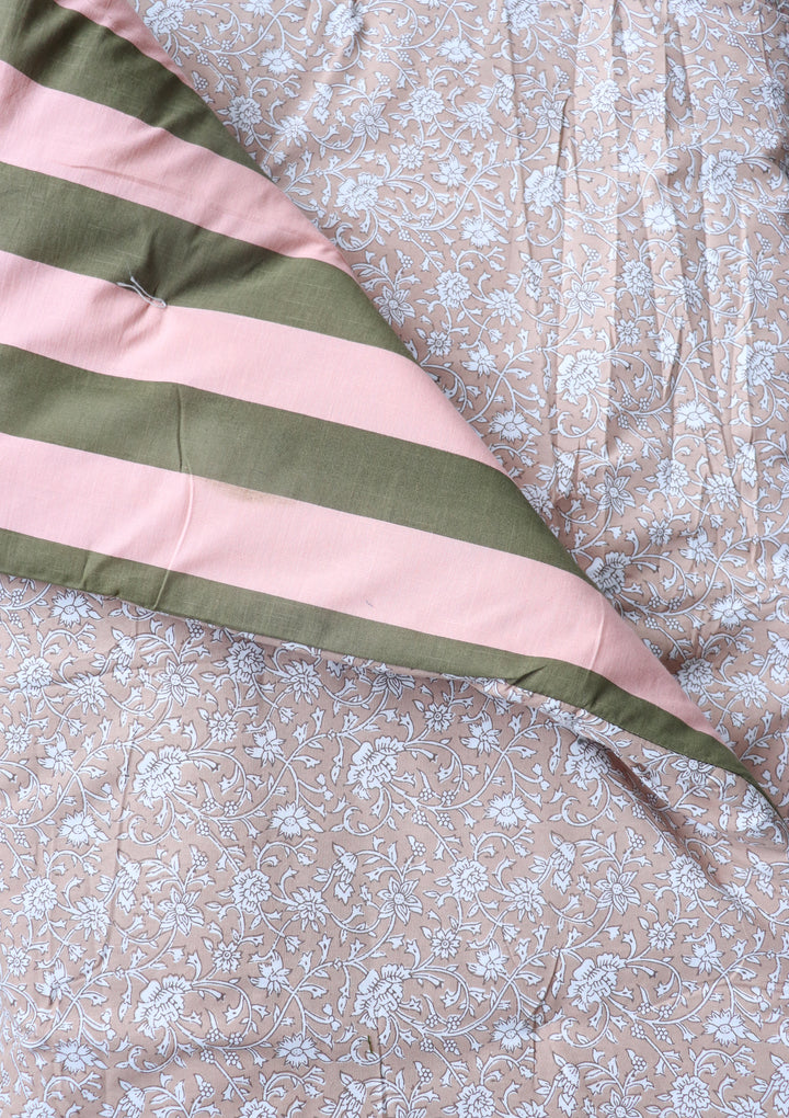 Reversible Block Print Floor Mattress - Sand &amp; Stripes - 3x6 Feet