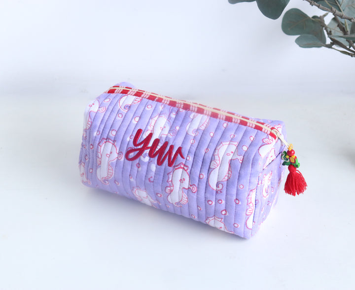 Personalised Medium Block Print Makeup Bag - Custom Name