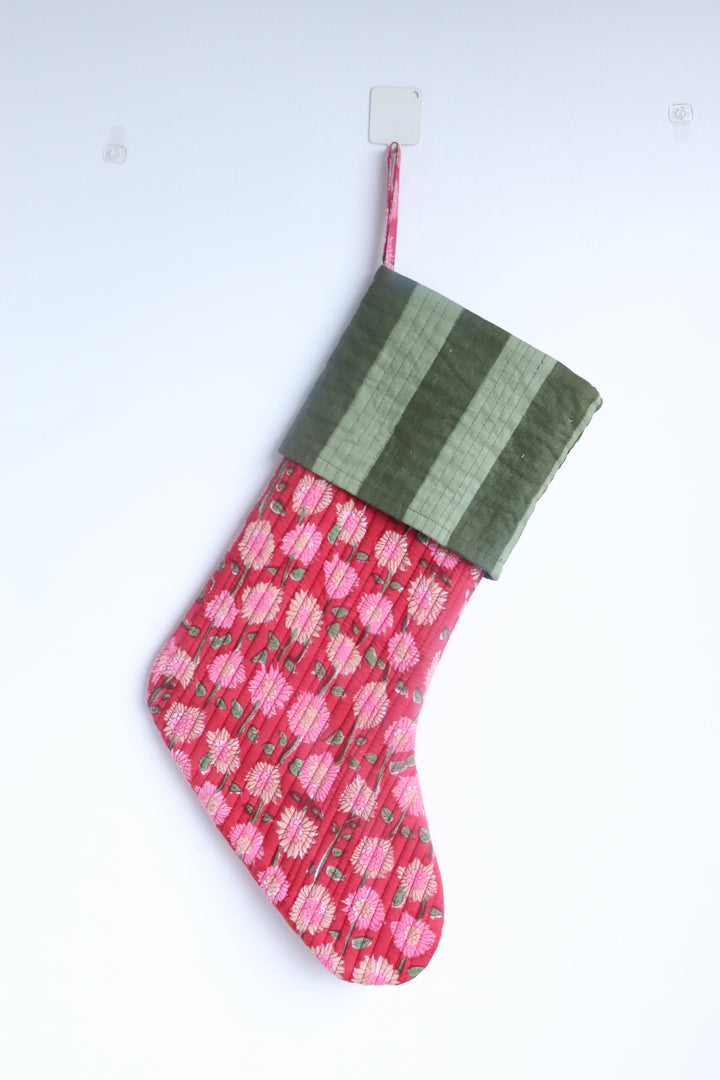 Large Christmas stocking - Quilted Christmas Hanging Decoration - Prancer