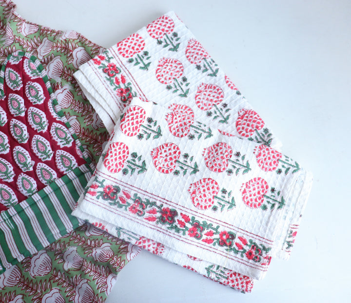 Home Chef Gift Set - Block Print Handmade Kitchen Essentials - Red