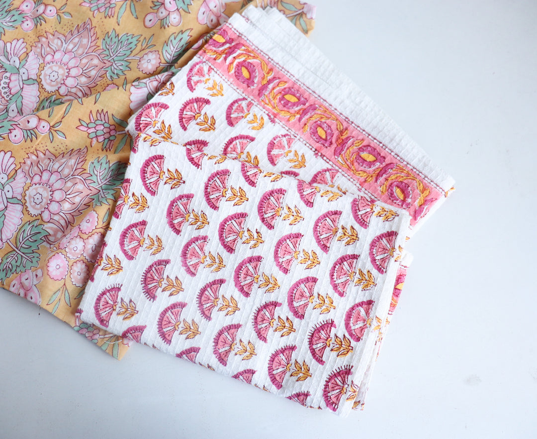Home Chef Gift Set - Block Print Handmade Kitchen Essentials - Yellow