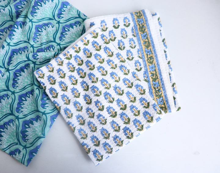 Home Chef Gift Set - Block Print Handmade Kitchen Essentials - Blue