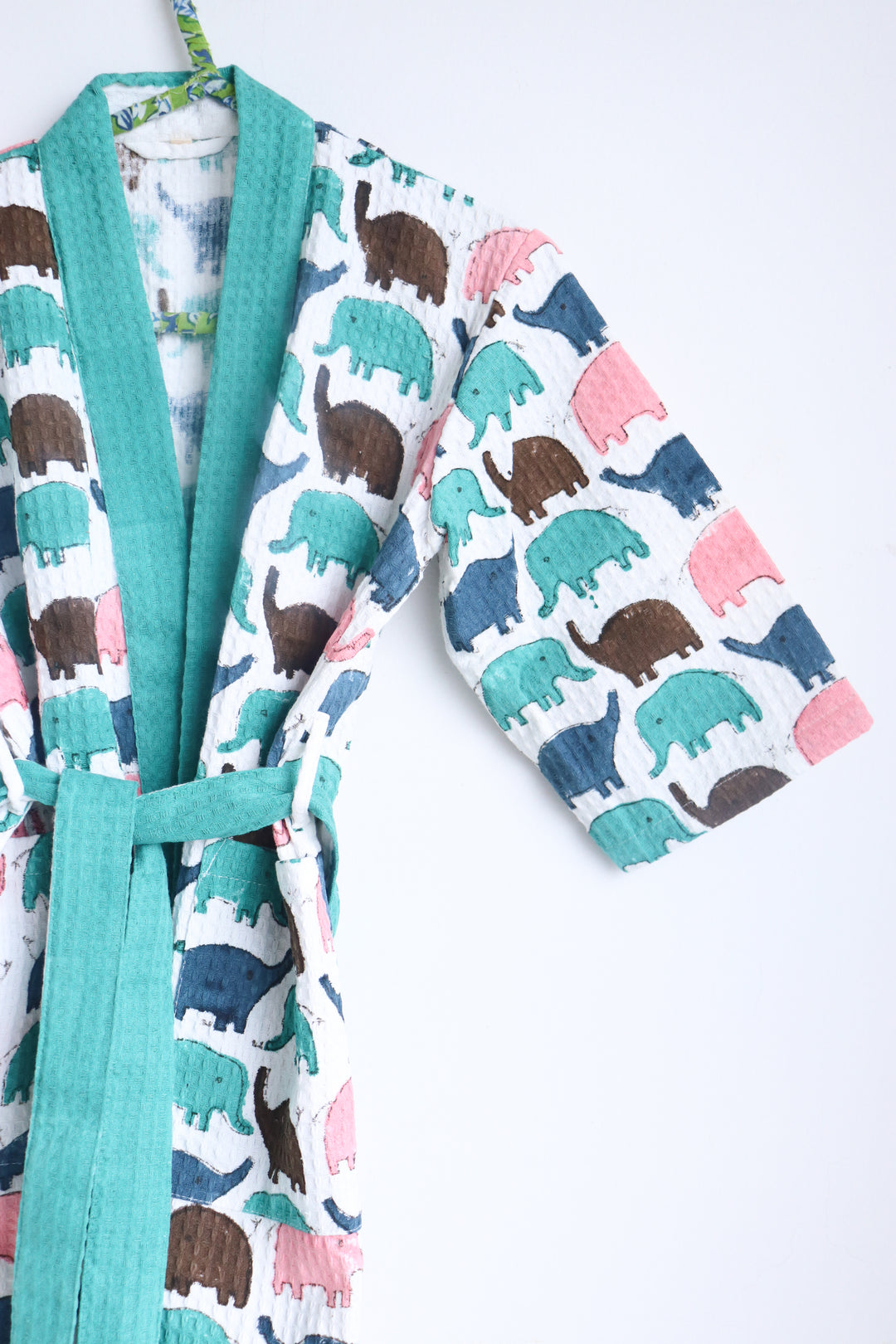 Personalized Kids Waffle Robe - Happy Elephant Party Robe