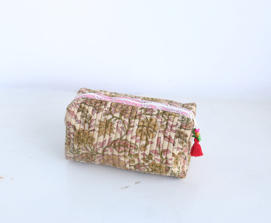 Medium Cosmetic bag - Travel Make up bag - Beige