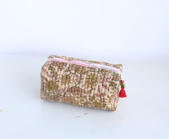 Medium Cosmetic bag - Travel Make up bag - Beige
