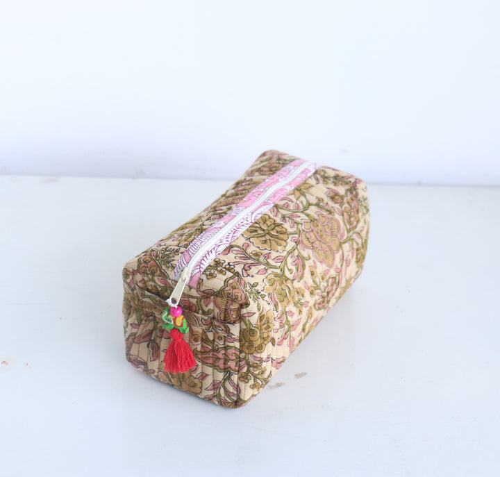 Medium Cosmetic bag - Travel Make up bag - Beige