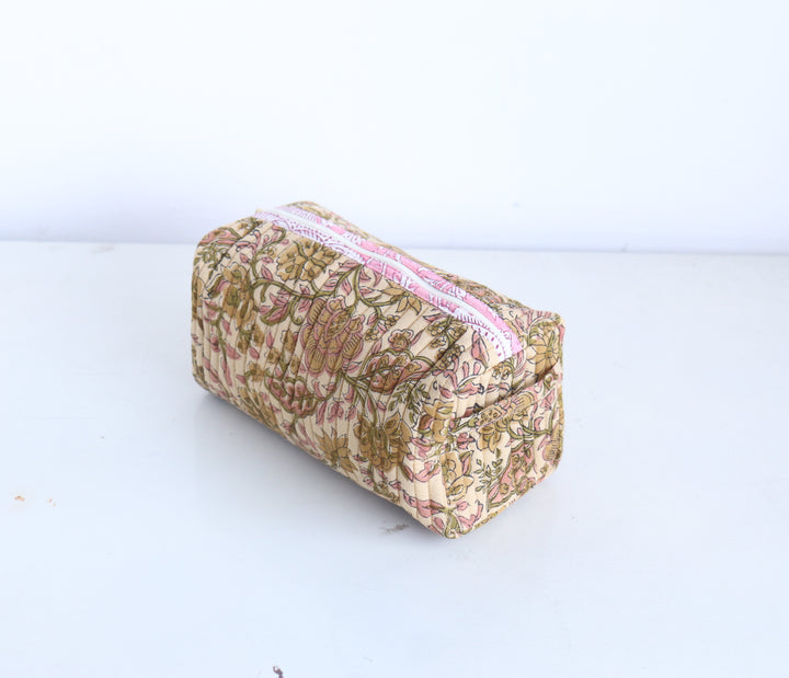 Medium Cosmetic bag - Travel Make up bag - Beige