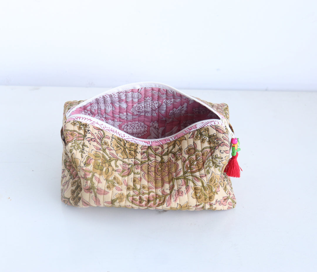 Medium Cosmetic bag - Travel Make up bag - Beige