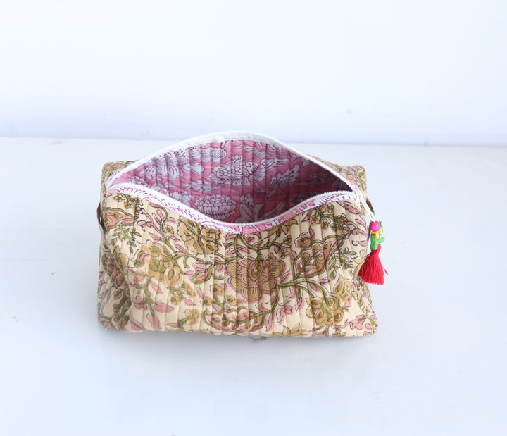 Medium Cosmetic bag - Travel Make up bag - Beige